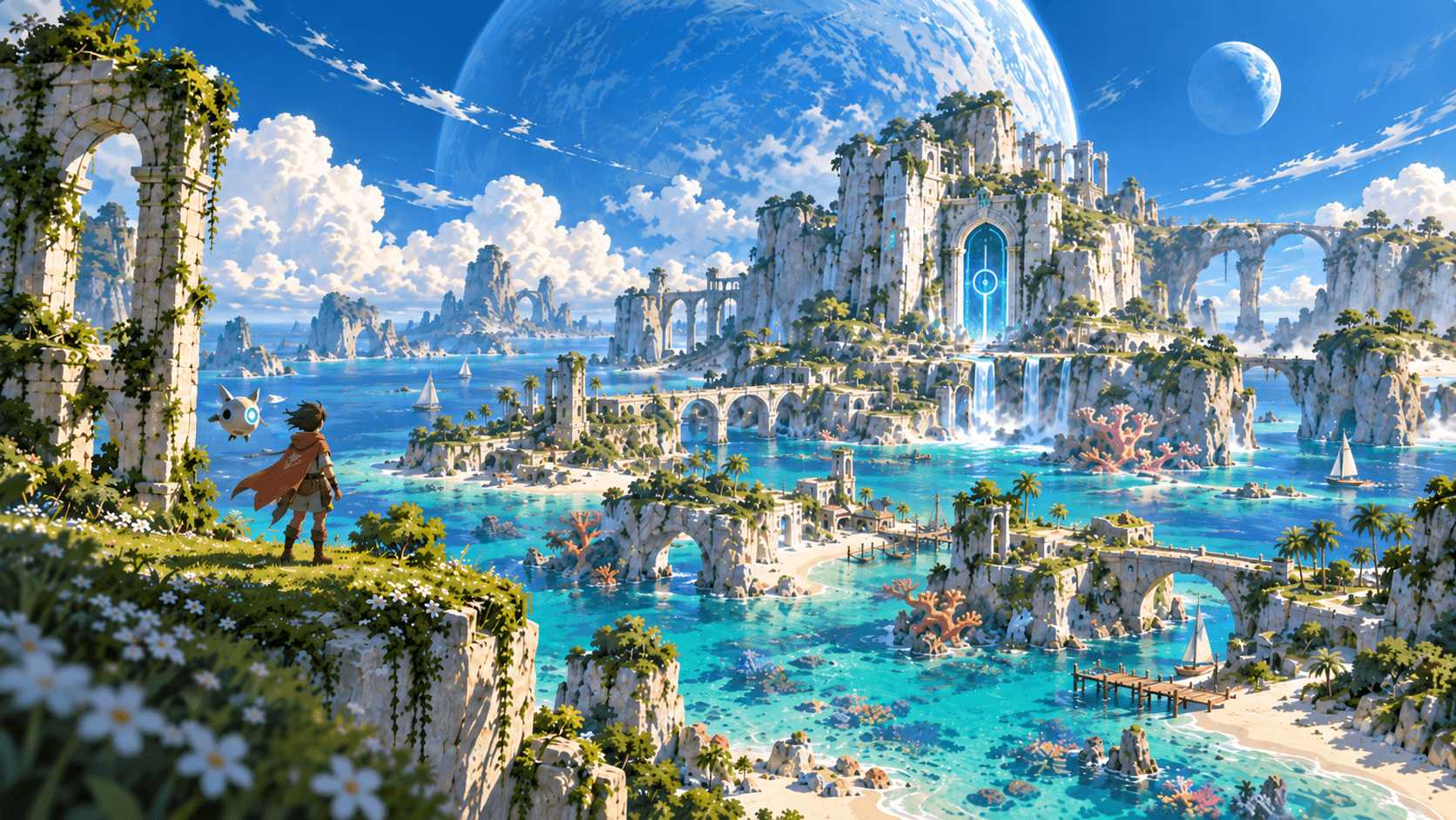 Game world with a shareable link bar and a link-copied toast